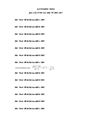 Bất phương trình qua các kì thi Đại học từ 2002 -2014